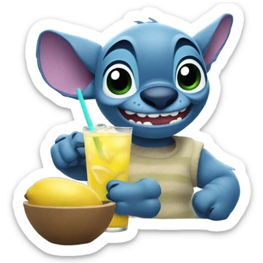 Stitch drinking lemonade sticker