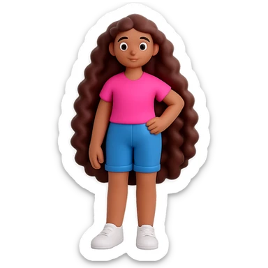 Add a pink top to the character, keeping the 3D emoji style look. Remove the background so the subject is isolated. The style should resemble Microsoft style 3D fluent emojis. sticker