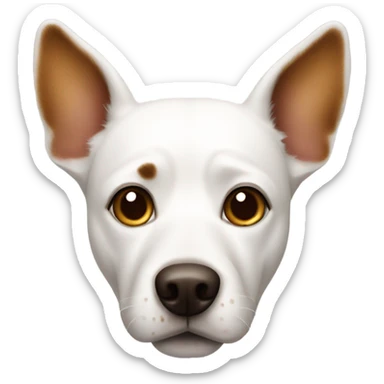 White dog with brown ears and spots over eyes sticker