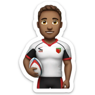 rugby player with red and black sticker