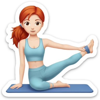 Chica pelirroja haciendo pilates sticker