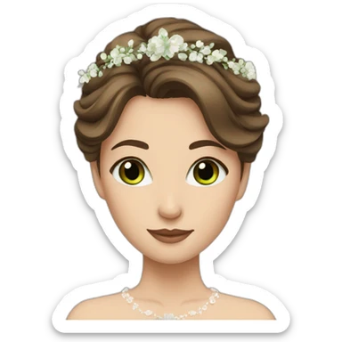 Green eyes brown hair girl bride sticker
