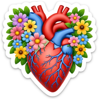 Anatomy heart + flower sticker