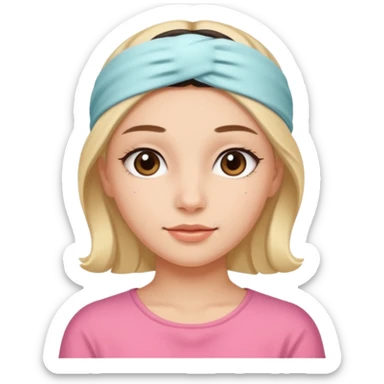 Girl wearing skincare head band sticker