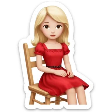 Blonde Doll wearing red Sitting On The Chair  sticker