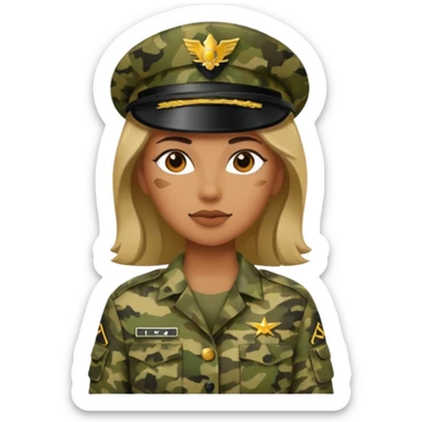 militar mujer con traje de camuflaje sticker