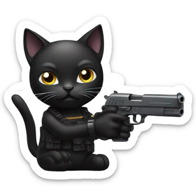 Black cat with gun sticker