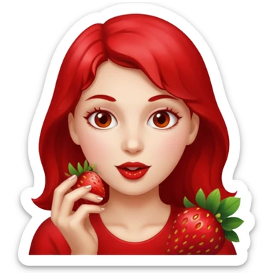 the woman eating strawberries
 sticker