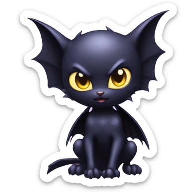 Cool Cute Edgy Dark Black Batty Chibi Noibat-Cat-Pokémon-Fakémon-hybrid sticker