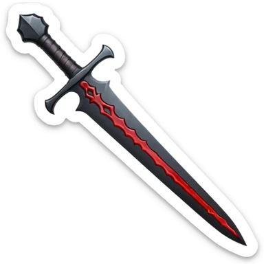 iOS emoji, dark fantasy dagger, obsidian blade, runes, blood drop, clean render, minimalism sticker