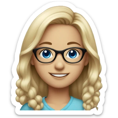 smiling girl in glasses portrait with blue eyes sticker