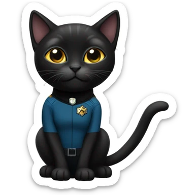a black cat in a startreck uniform  sticker