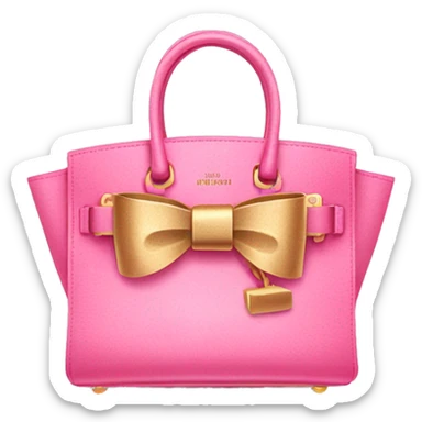 pink birkin bag with gold bow sticker