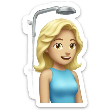 blonde woman getting in shower sticker