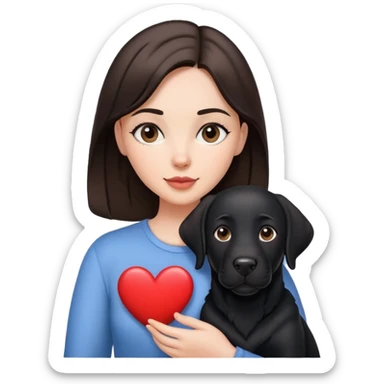 Brunette with a heart in the shape of a big black labrador dog sticker