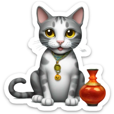 Cat smokes hookah sticker