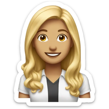 Blonde girl smiling wearing university of Chicago Loyola sticker