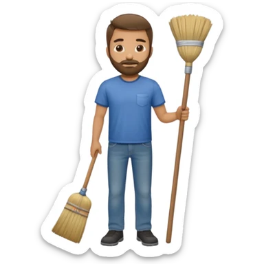 Guy with very short beard doing house chores sticker