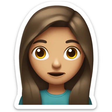 Girl with long brown hair giving phone a grossed out look sticker