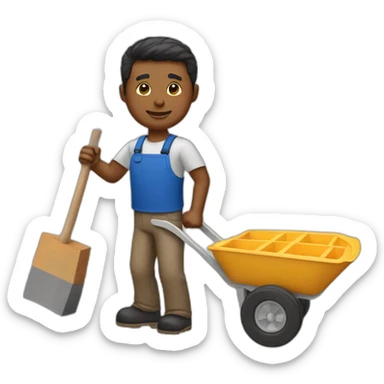 Fabrice  with a wheelbarrow and bricks sticker