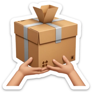 two hands handing box normal package sticker