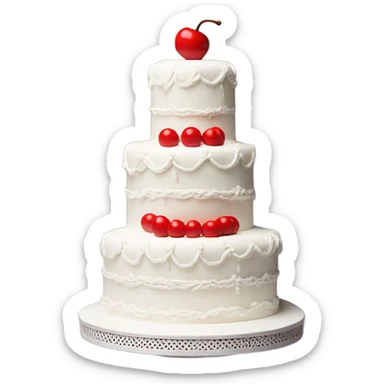 Vintage white piped tiered cake with cherry on top sticker