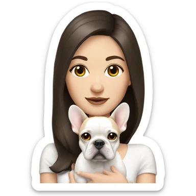 Brunette with white French bulldog sticker