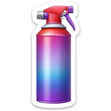 Minimalist spray paint can with smooth rainbow gradient colors flowing from red to violet in a continuous spectrum, clean design sticker