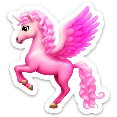 Hot pink ombre Pegasus covered in sparkles with light pink hair  sticker
