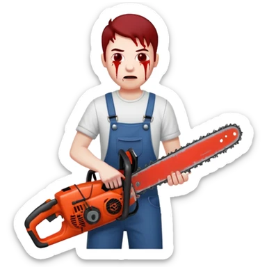 A bloody guy with a chainsaw sticker