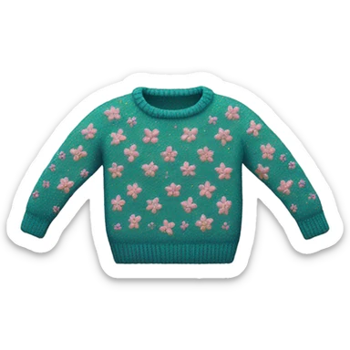 Knit sweater with floral glittery design sticker