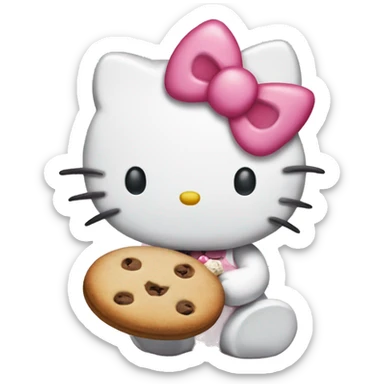 Hello kitty eating a cookie sticker
