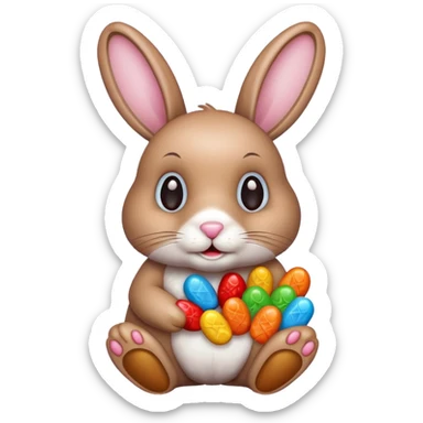 rabbit with candies sticker