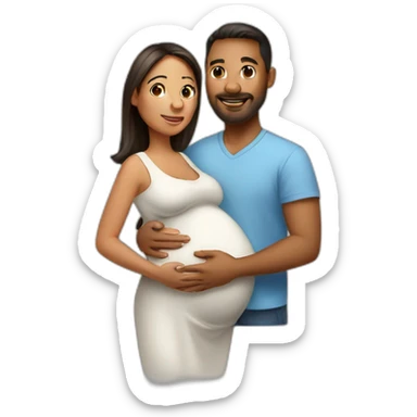 A pregnant woman with her husband  sticker