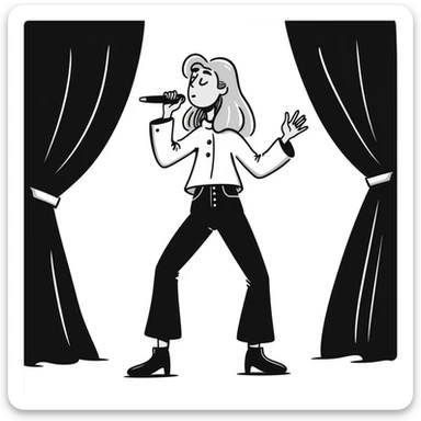 Sabrina Carpenter performing on Short n' Sweet tour, blonde hair, chic outfit sticker