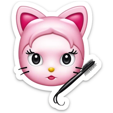  hello Kitty SANRIO holding an eyelash mascara spoolie sticker