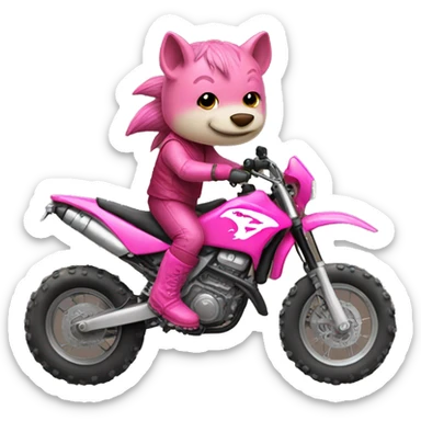 Razorback riding dirt bike wearing pink boots sticker
