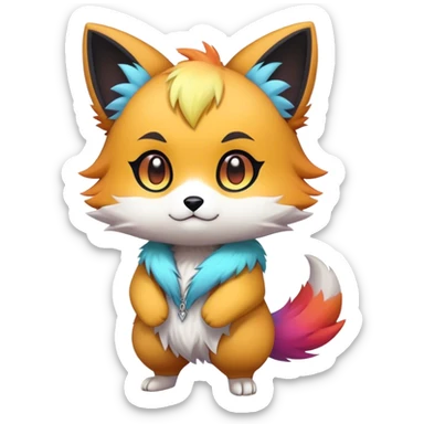  High quality Cute Cool Kawaii edgy Pretty Chibi Fur-Sona Colorful Fakemon Full Body sticker