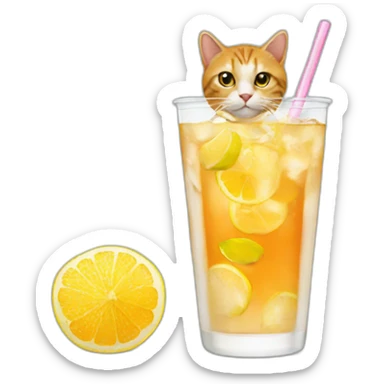 Cat-ice-tea sticker