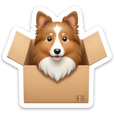 Shetland sheepdog in a box sticker