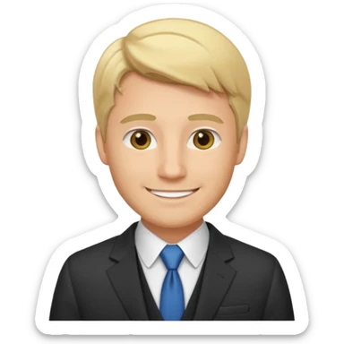 emoji of a 30-year-old man, mature appearance, gentleman features, blond hair, smiling sticker