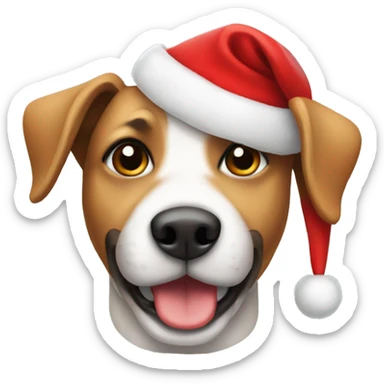 dog with christmas hat sticker