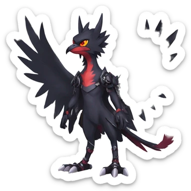 cool edgy black punk red nargacuga-raven-Noivern-cat-animal hybrid Fakemon collar full body sticker
