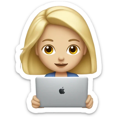 Blond white girl working on MacBook  sticker
