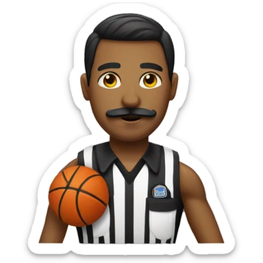 Make referee with mustache holding basketball  sticker