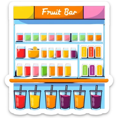 fresh fruit juice bar with colorful drinks sticker