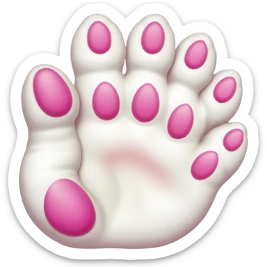 white cat paw with arm, from the bottom, vivid pink toe beans sticker