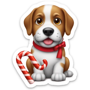 Dog with candy cane  sticker
