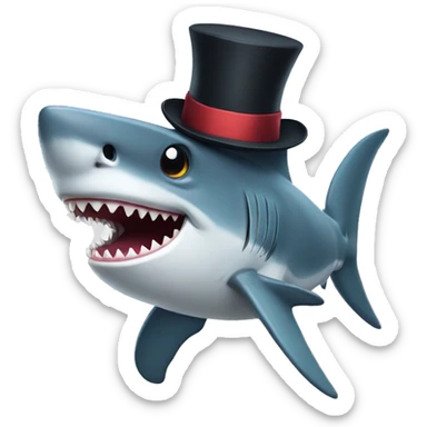 Shark with a top hat sticker