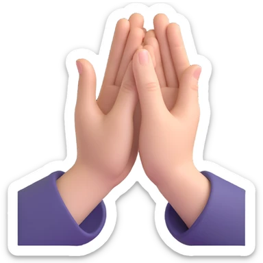 prayer hand gesture emoji, hands open and slightly cupped together, simple, no face, focus on gesture sticker